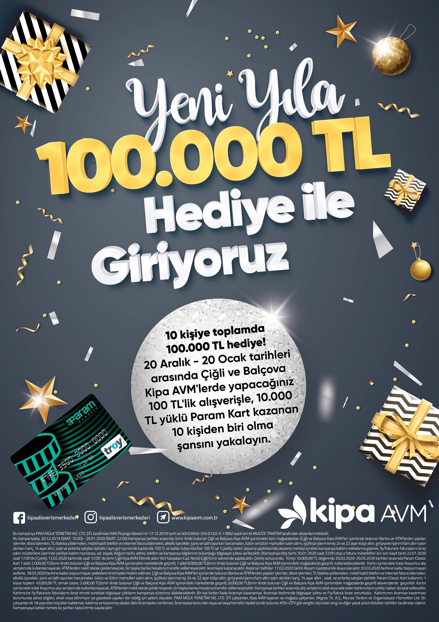 Kipa AVM'de Yeni Yıla 100.000 TL Hediye ile Giriyoruz!